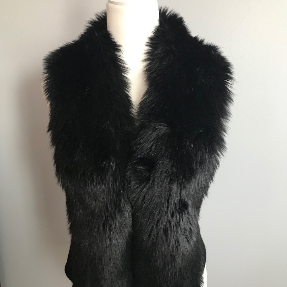 Sold Dolce Cabo Faux Fur Vest Black Knit XS - Picture 2 of 9